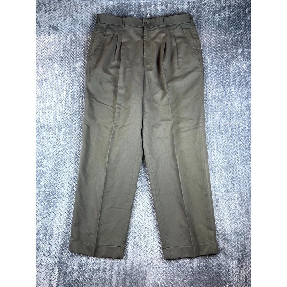 Thomson New Classics Comfort Stretch Slacks Dress Pants Mens 35 Olive Green